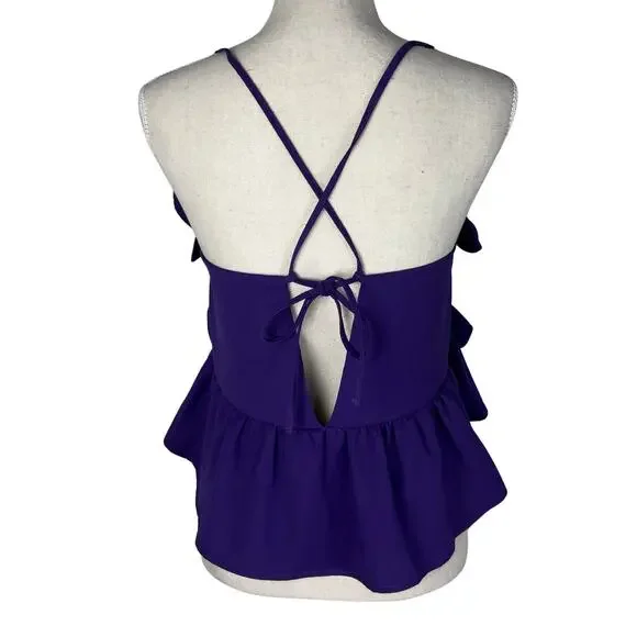 Romeo & Juliet Couture Purple Ruffle Babydoll Tank Top M Coquette Festival - Picture 4 of 6